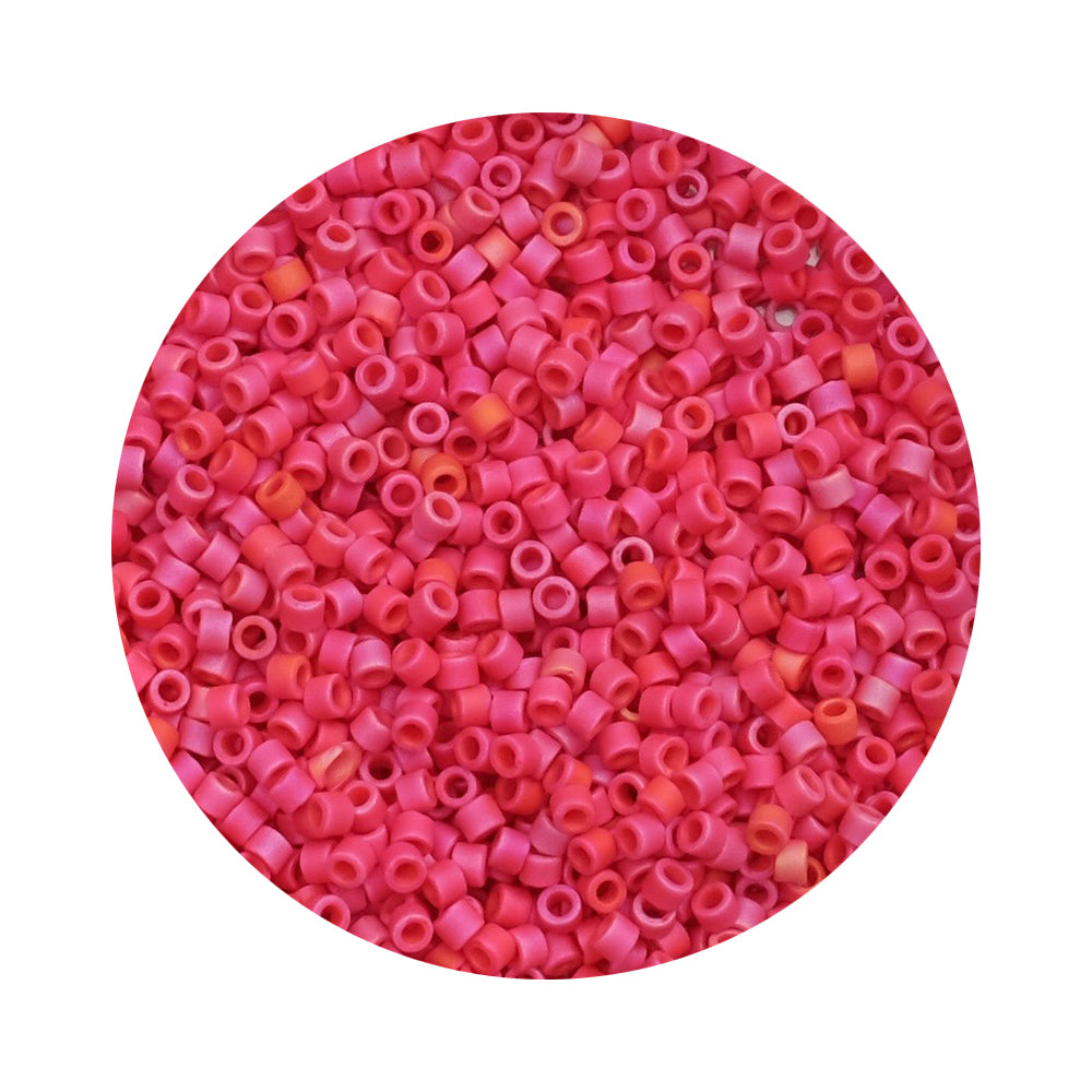 8 grams of Miyuki Délica 11/0 Beads, Opaque Red AB Matted DB0362
