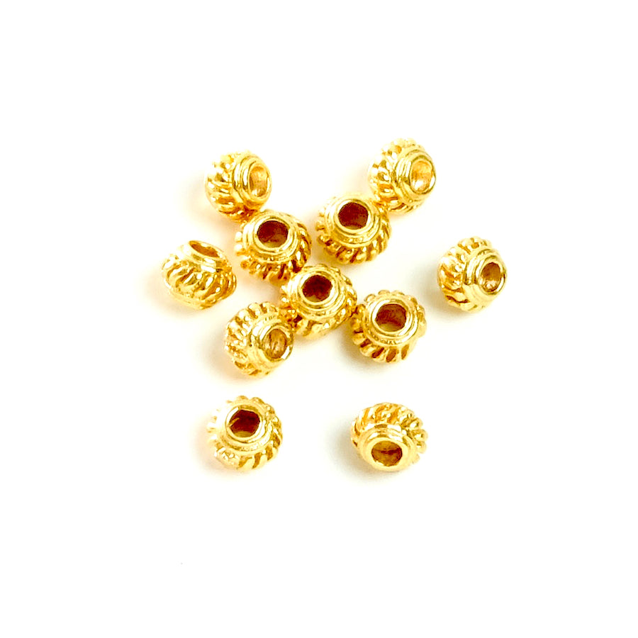 6 ethnic beads in 24K Gold Gilding