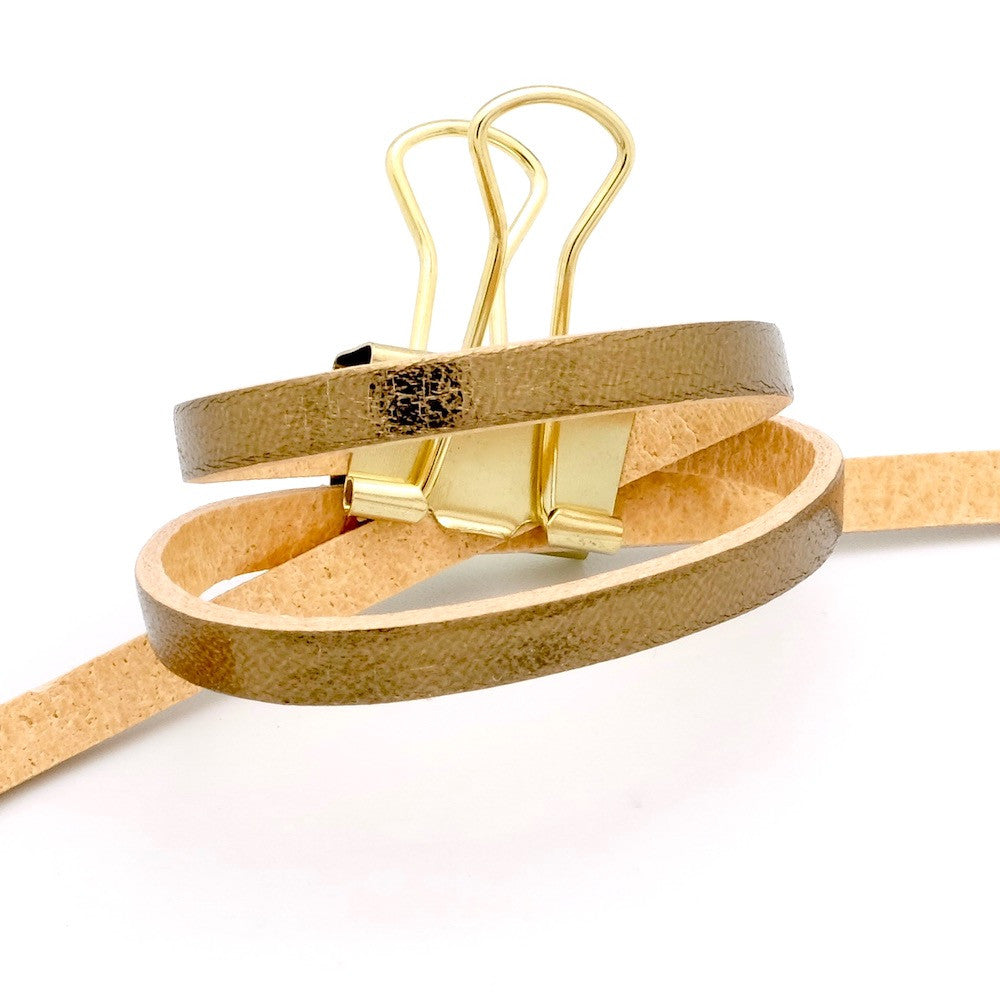 50cm of 5mm Premium Quality Flat Leather Strap - Metallic Bronze