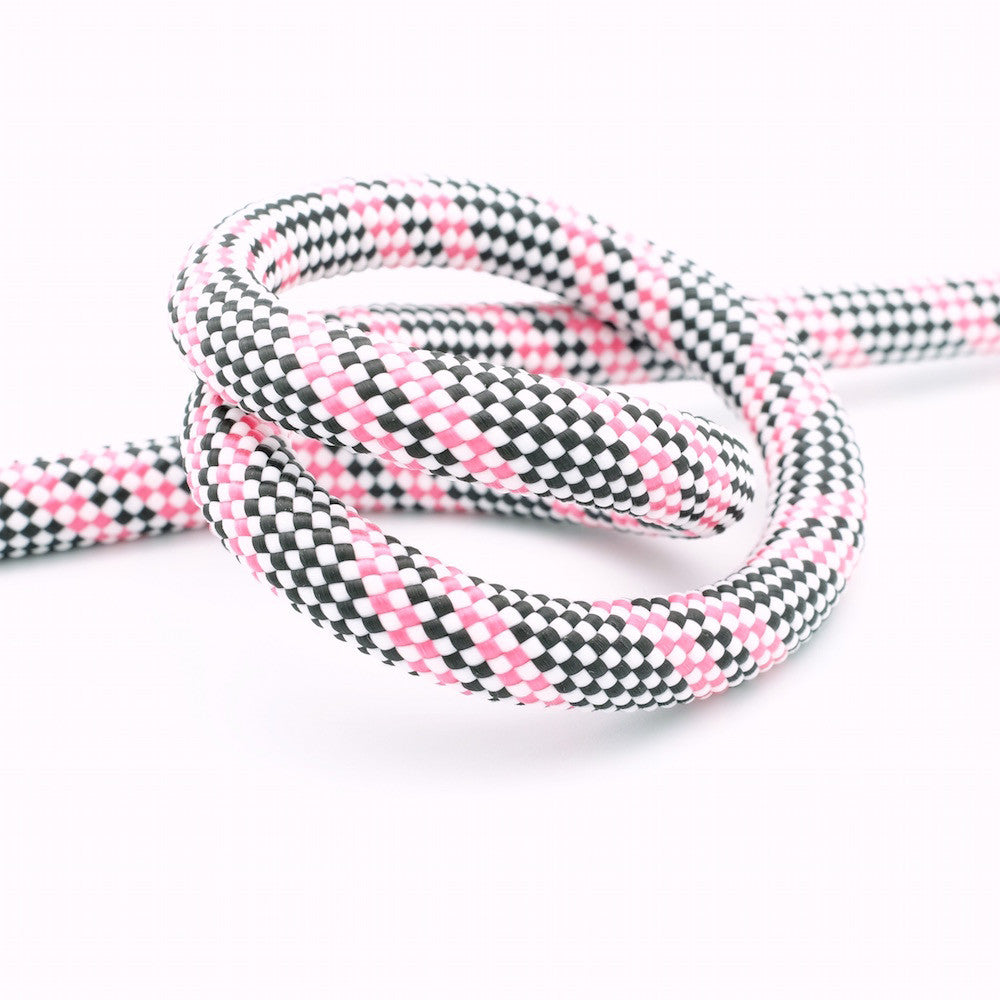 1 meter of 10mm graphic braided cord, fuchsia, white and black