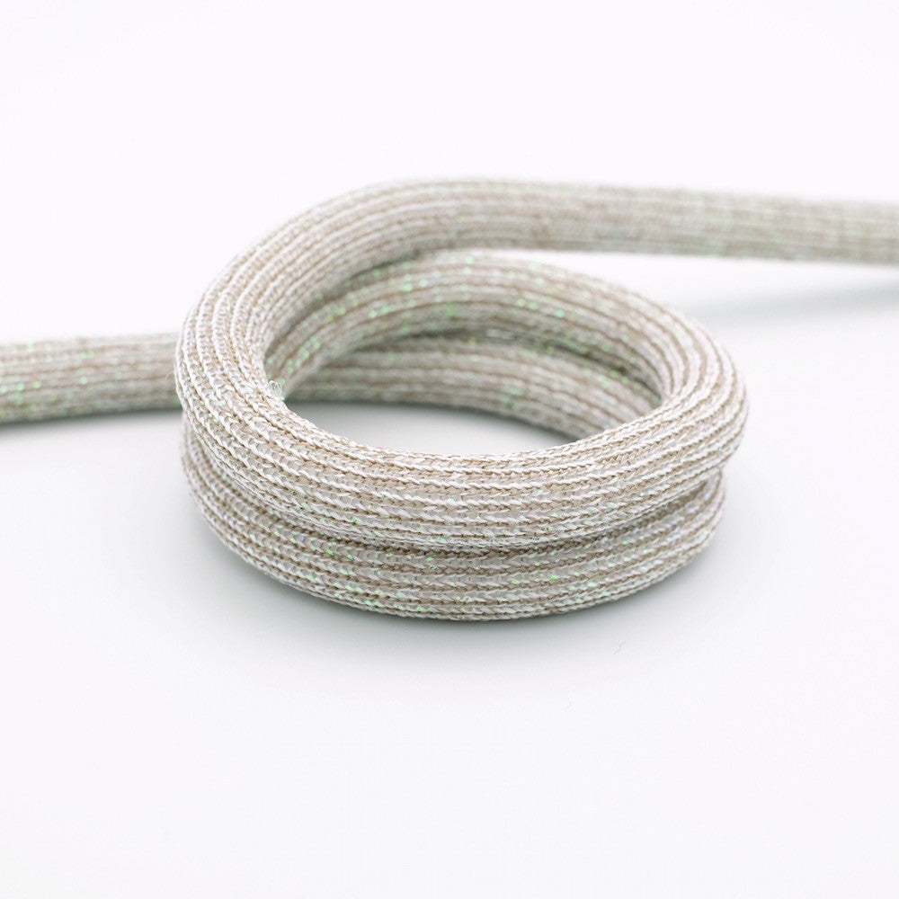 1 meter of 10mm Beige and green glitter braided cord
