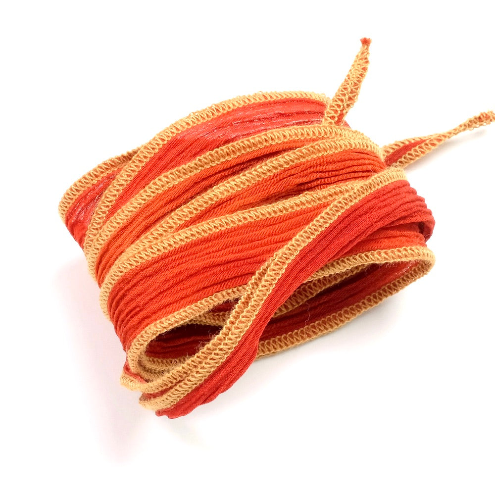 Silk ribbon hand-dyed rust sienna