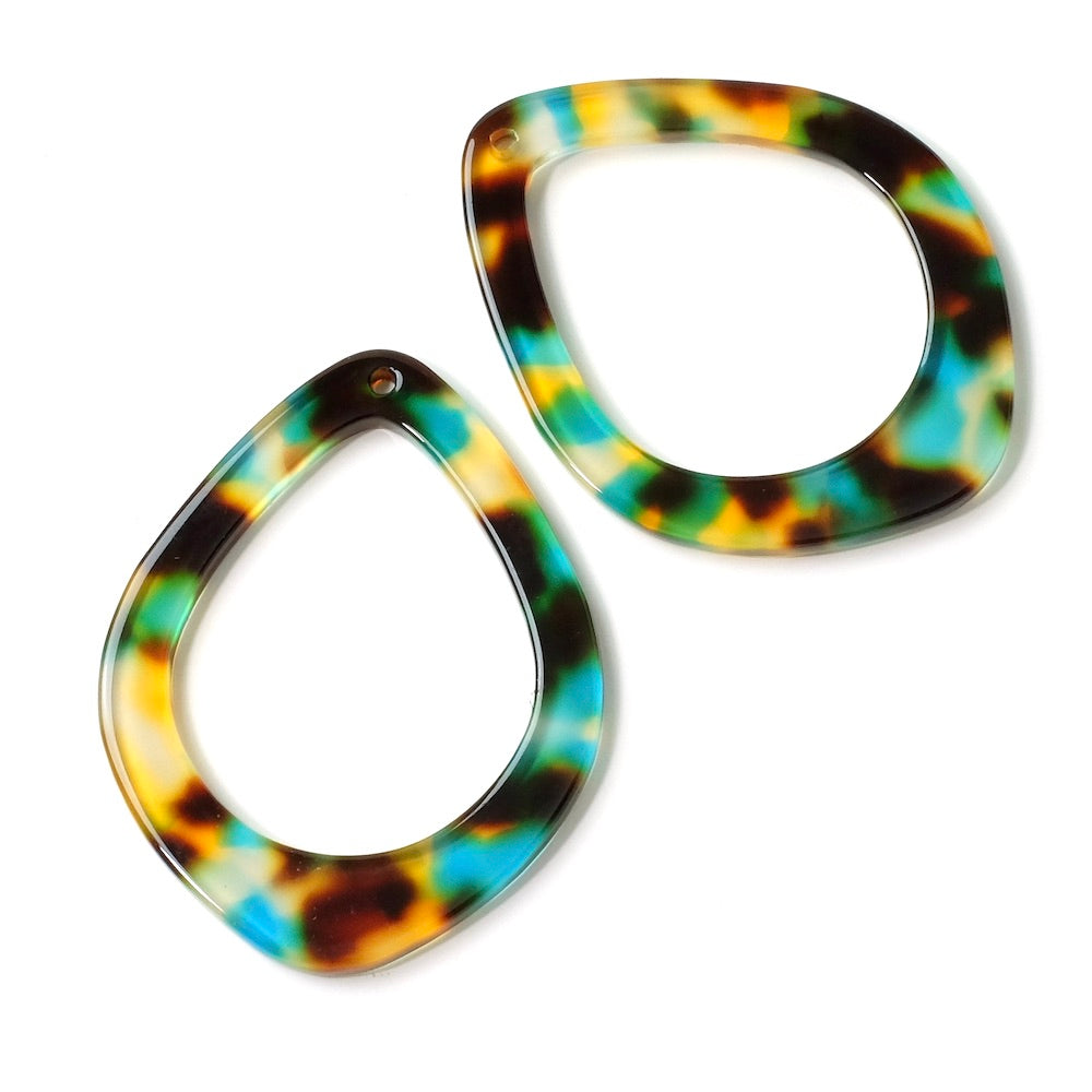 2 Brown Turquoise acetate Drop pendants