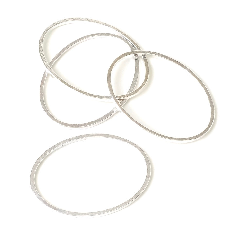 6 Ringe geschlossen oval 18 x 25 mm in Silber Messing 925 Premium