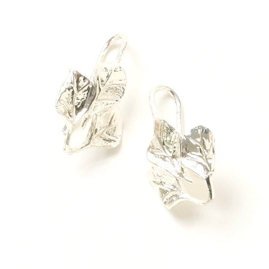 2 Premium 925 silver-plated brass leaf earrings