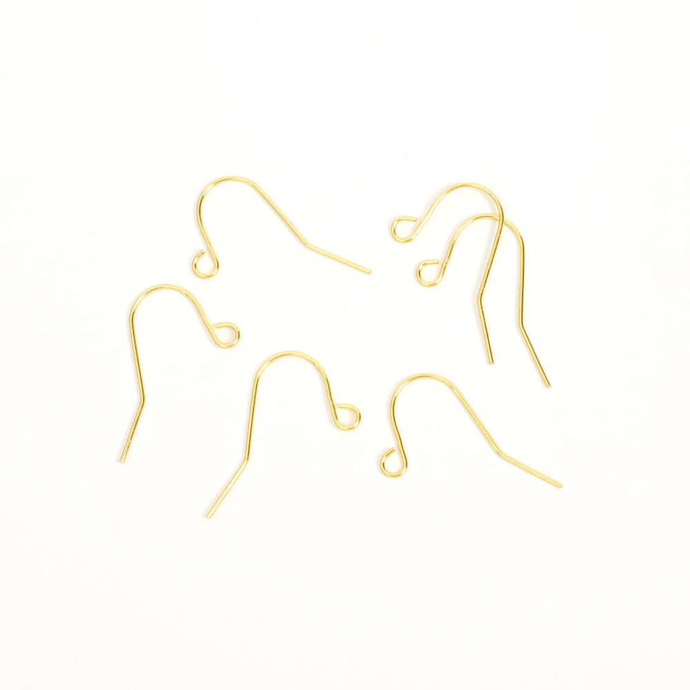 10 fine stem earring hooks in 24K gold plated brass