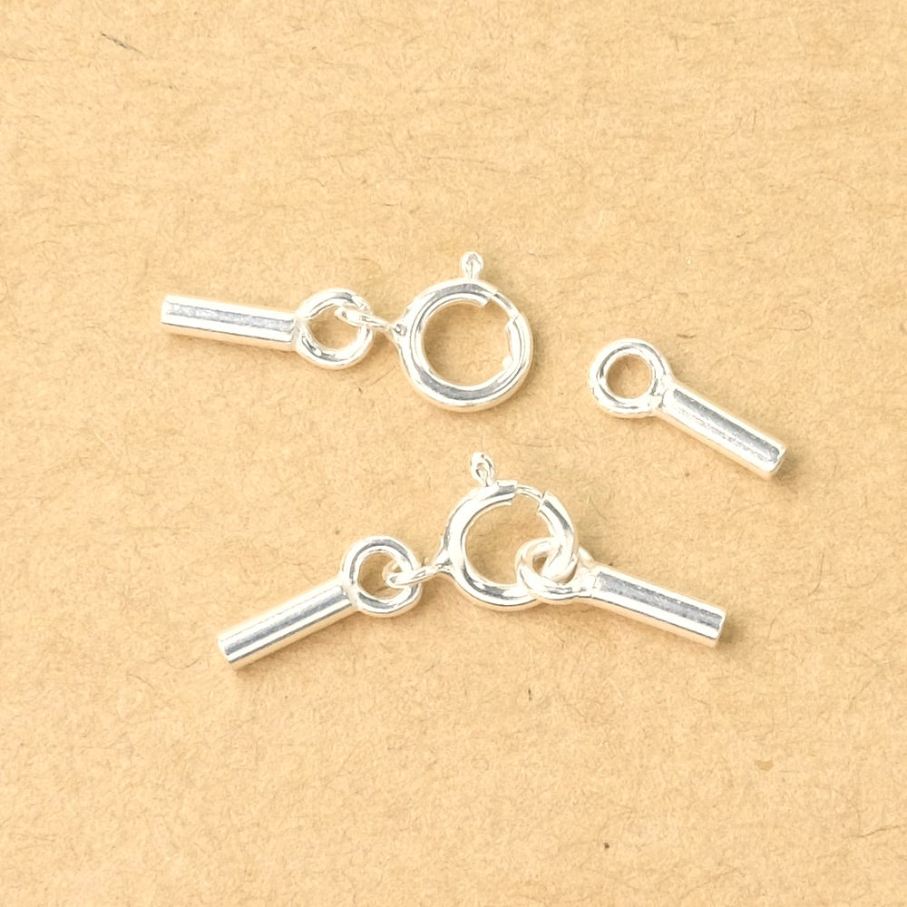 Shackle clasp with connection and 1mm tips in 925 sterling silver