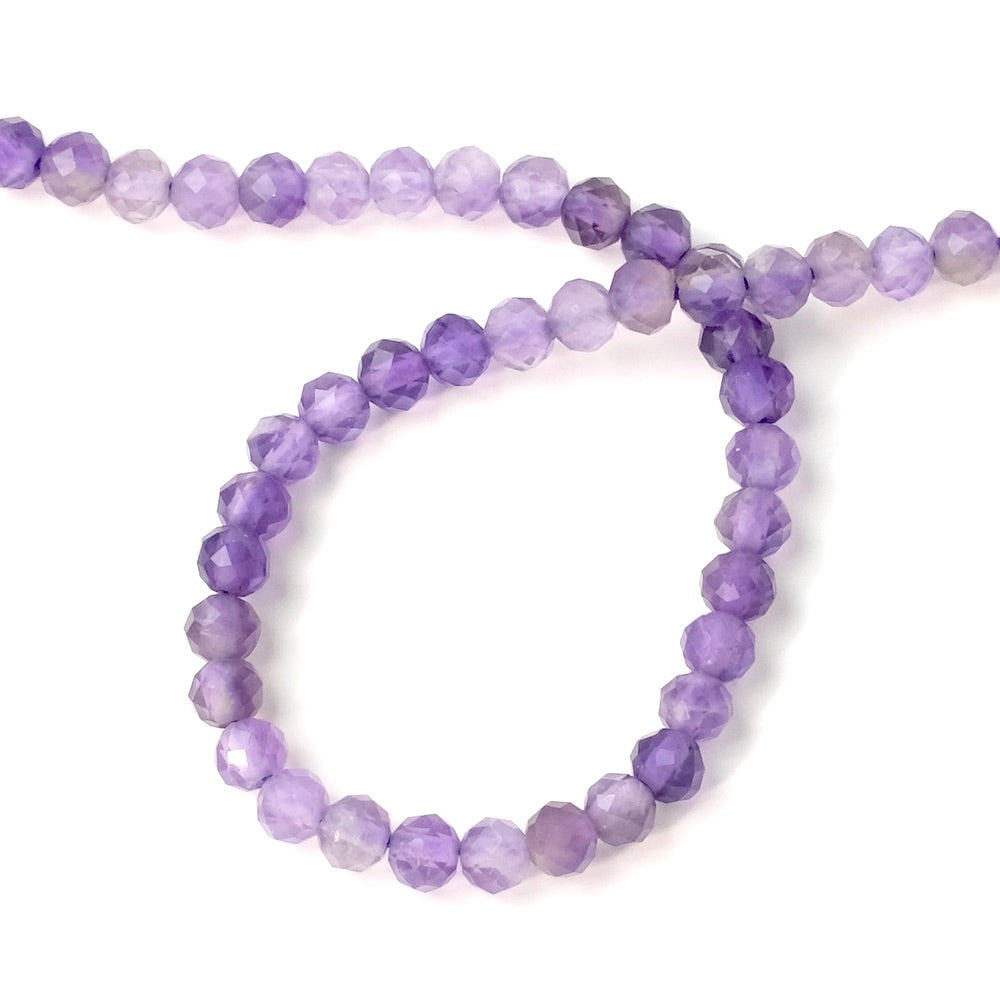 Strand of natural faceted 3mm Amethyst beads
