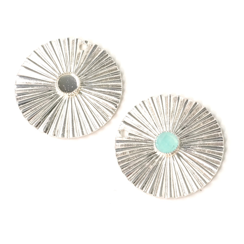 20mm wavy pendant with cabochon holder in 925 Premium silver-plated brass