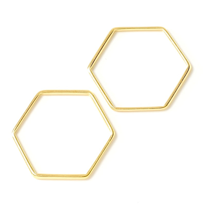 2 Gold hexagon connectors