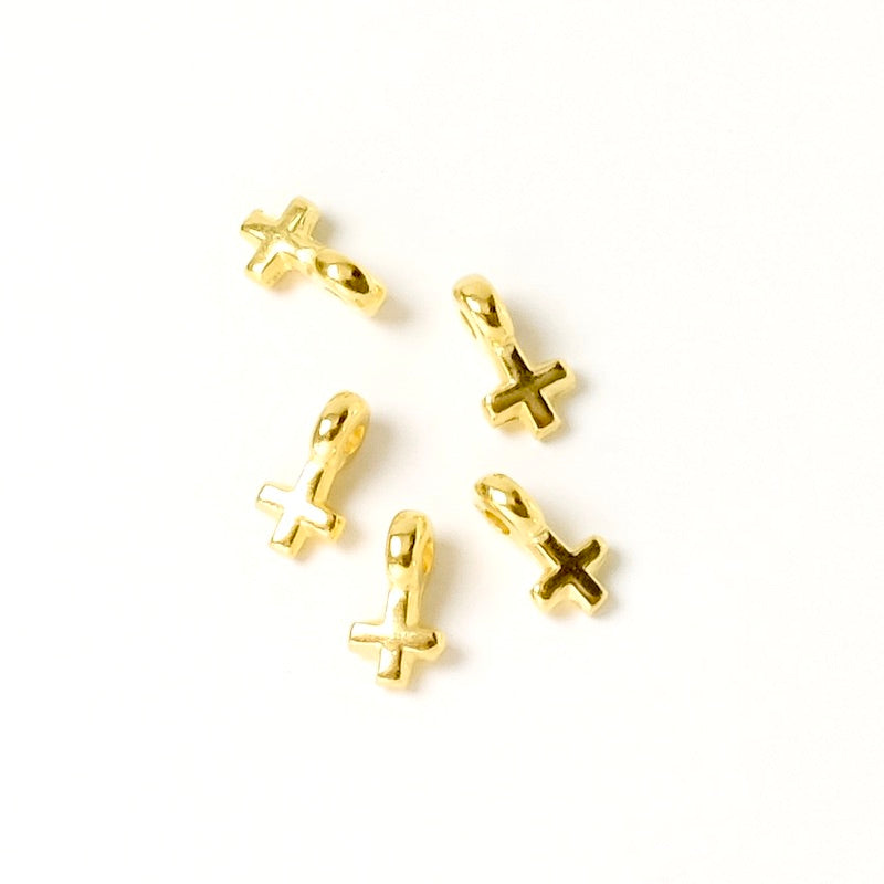 4 cross beads in gold-plated Zamak