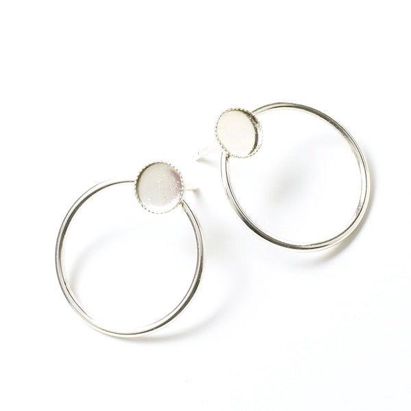 2 BO Circle nails for Cabochon 6mm in Premium 925 silver-plated Brass