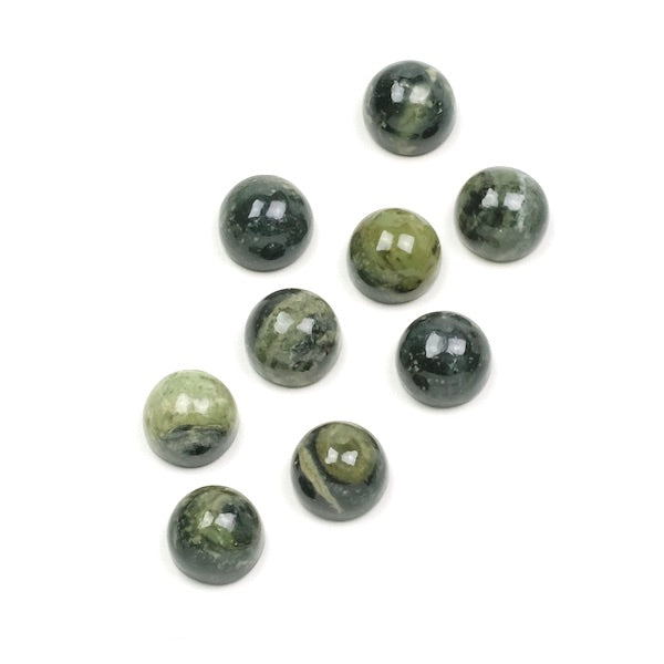 Cabochon natural stone Round 6mm Green Jasper
