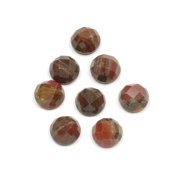 6mm Round Faceted Red Jasper Natural Stone Cabochon