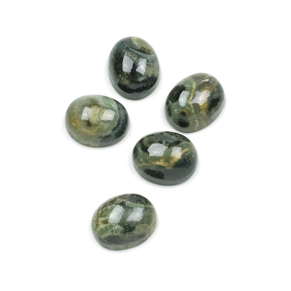 Natural stone Cabochon Oval 8 x 10mm Green Jasper
