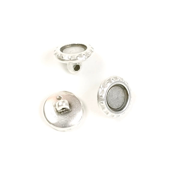2 Cymbal Miyuki weaving beads for cabochon 4mm Silver plated