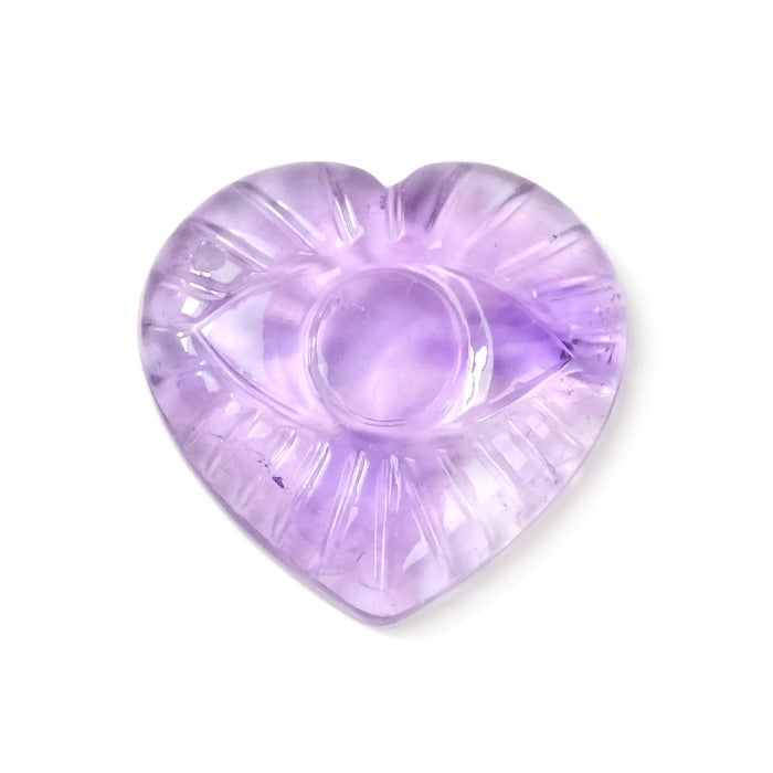 Engraved heart and eye pendant in natural stone Amethyst - Wisdom