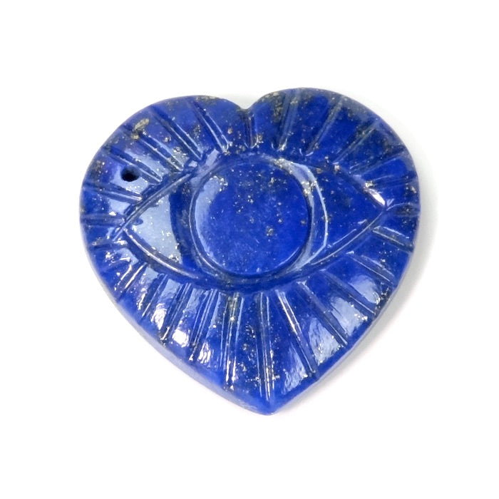 Engraved heart and eye pendant in natural Lapis Lazuli stone - Confiance