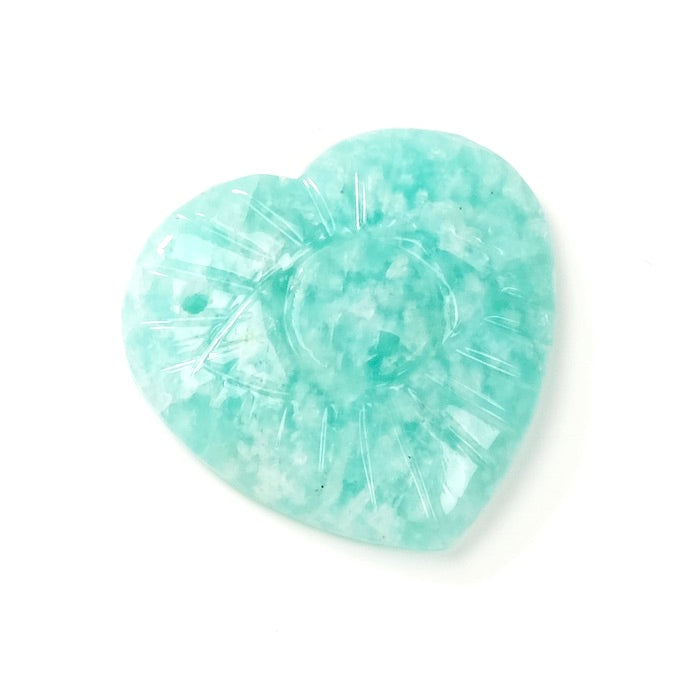Engraved heart and eye pendant in natural Amazonite stone - Serenity