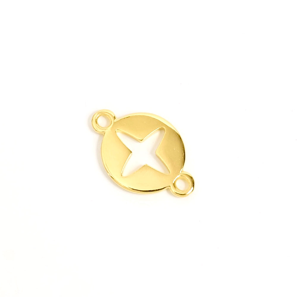 2 Openwork Cross Connectors in 24k Gold Zamak