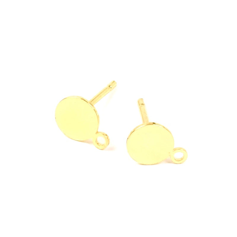 BO flat round nails 6mm to stick with 24K gold-plated brass ring