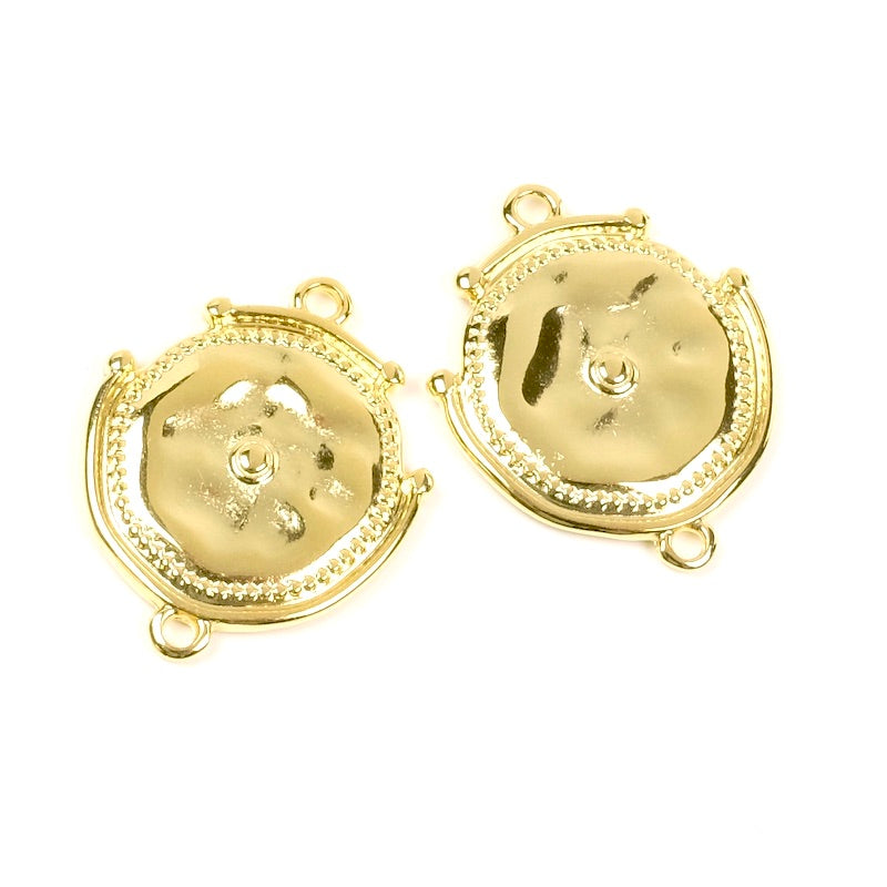 2 Ethnic connectors in 24K gold-plated Zamak