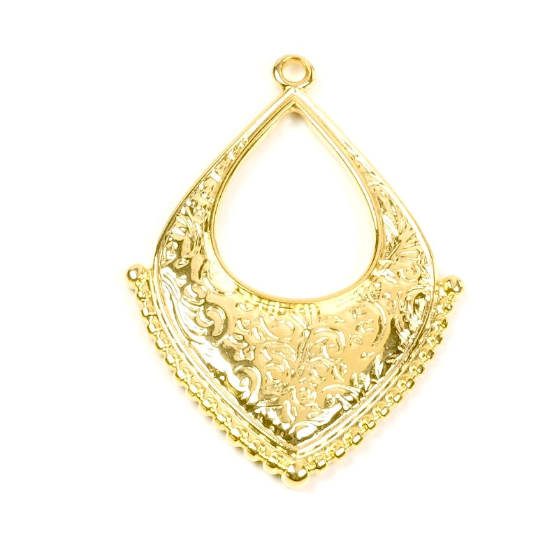 Ethnic drop pendant in 24K gold-plated Zamak