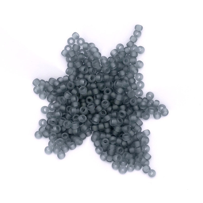 8 grams of Miyuki Rocailles 11/0 Matte Transparent Grey N°152F beads