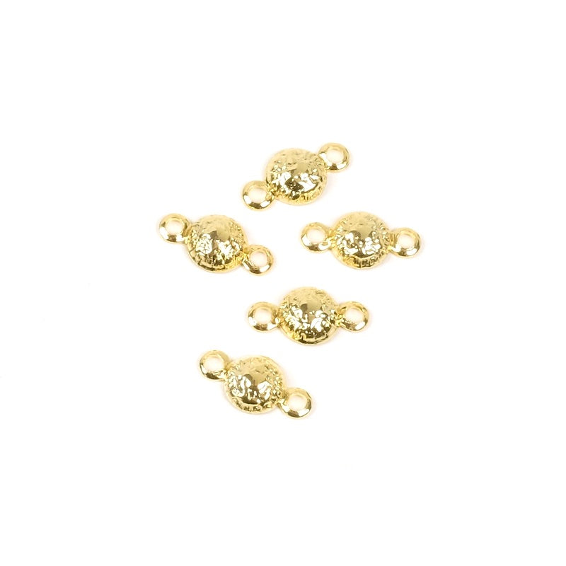 4 small round brass connectors Gilded with 24K fine gold