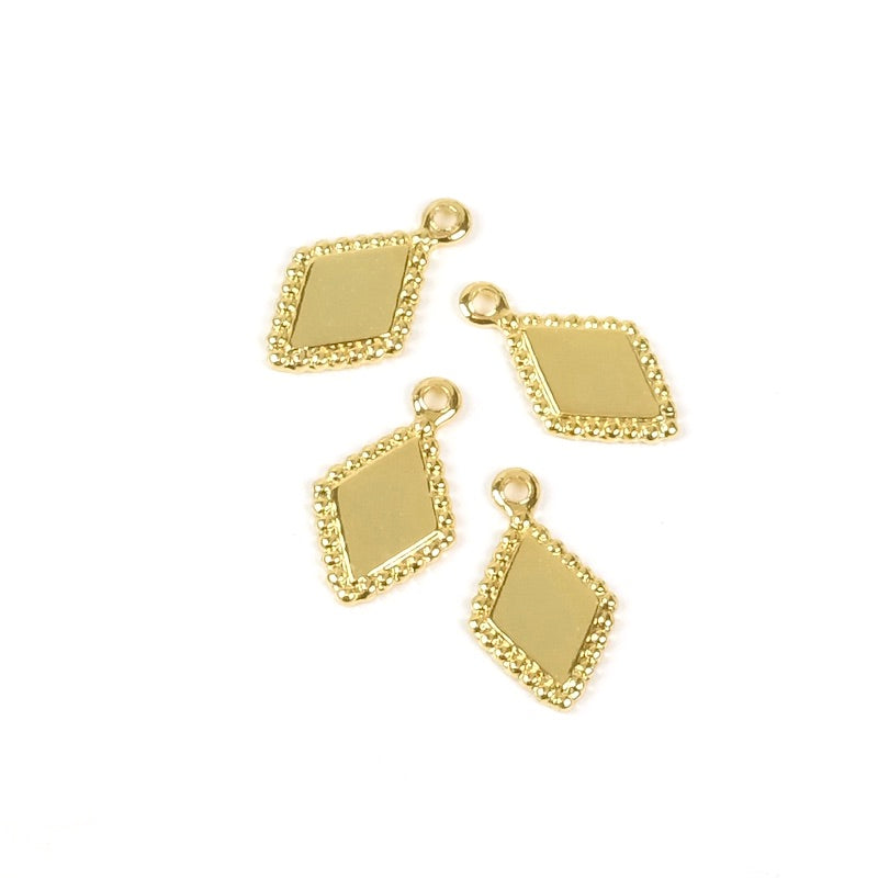 4 Losange Pendants in brass Gilded with 24K fine gold