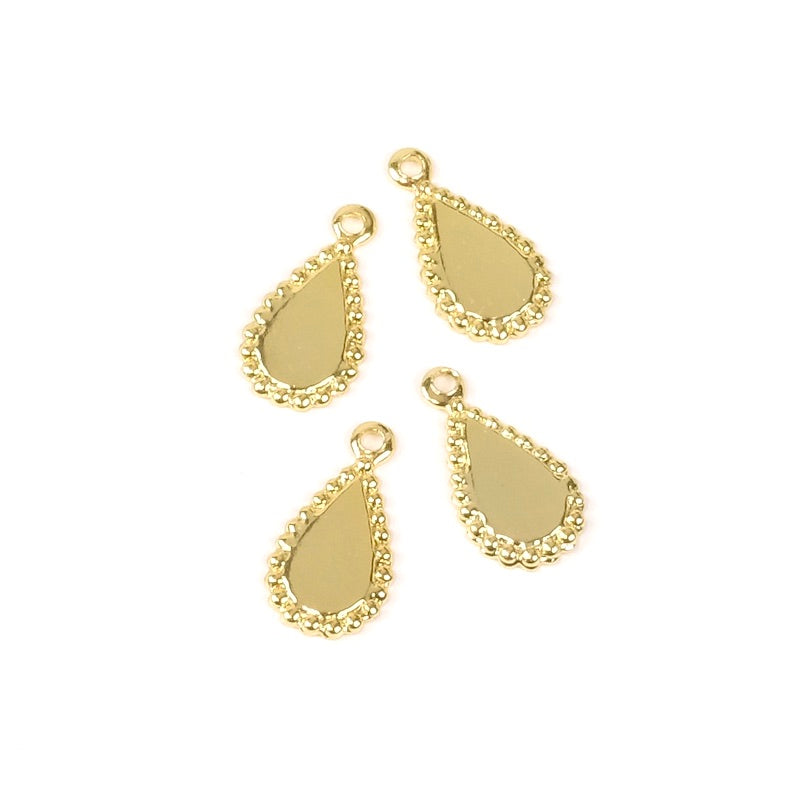 4 Drop Pendants in Brass Gilded with 24K fine gold