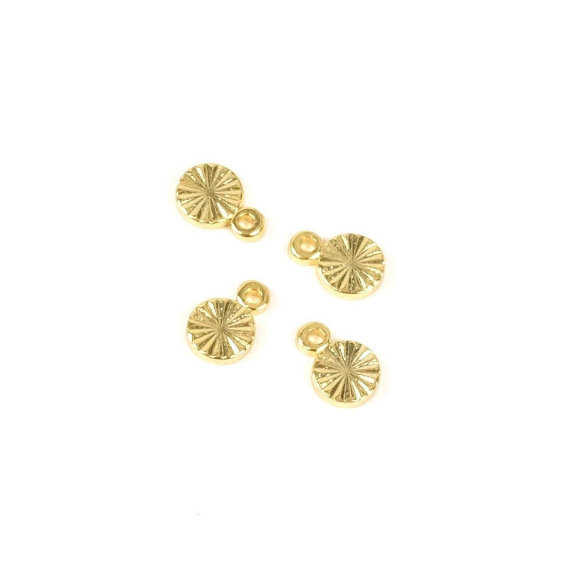 4 Round Diamond Pendants in Brass Gilded with 24K Gold