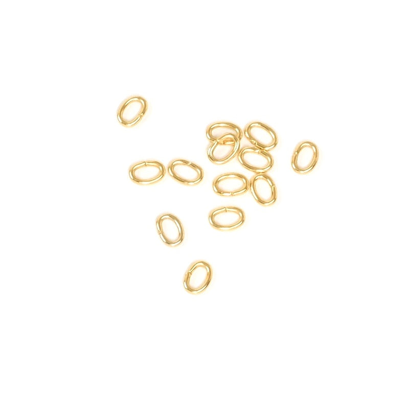 60 Oval 4 x 3mm jump rings in 24K premium gold-plated brass