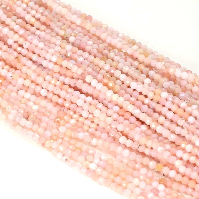 Strand of natural faceted beads 2mm Pink Opal