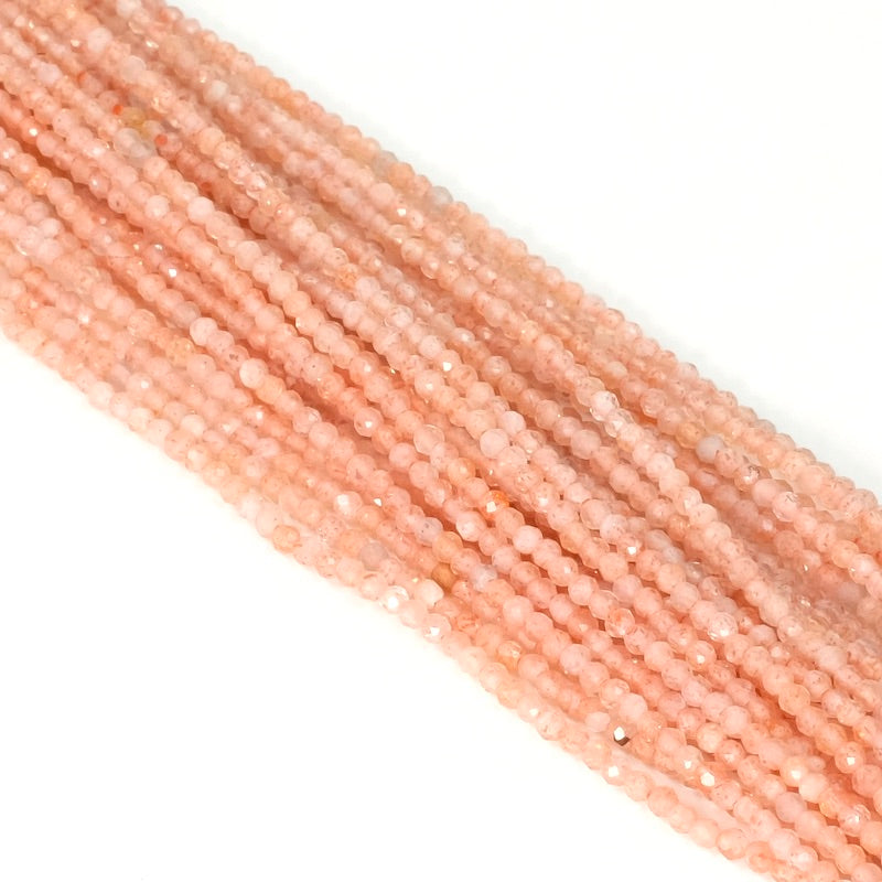 Strand of natural faceted beads 2mm Moonstone Feldspar