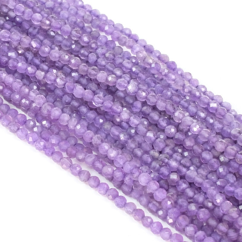Strand of natural faceted beads 2mm Amethyst