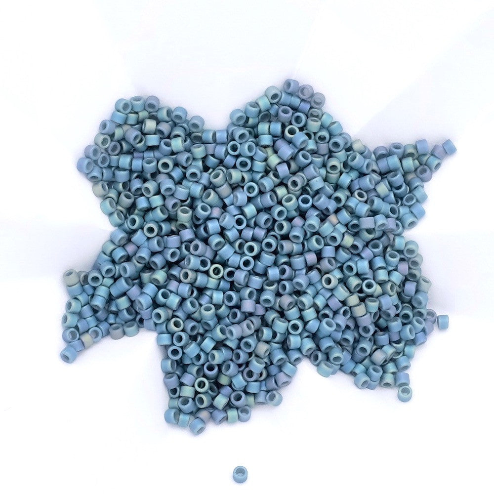 8 grams of Miyuki Délica 11/0 Matte Op Glazed Moody Blue AB DB2316 beads