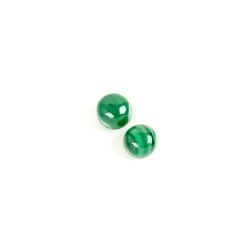 2 Round 4mm Natural Stone Cabochons - Malachite