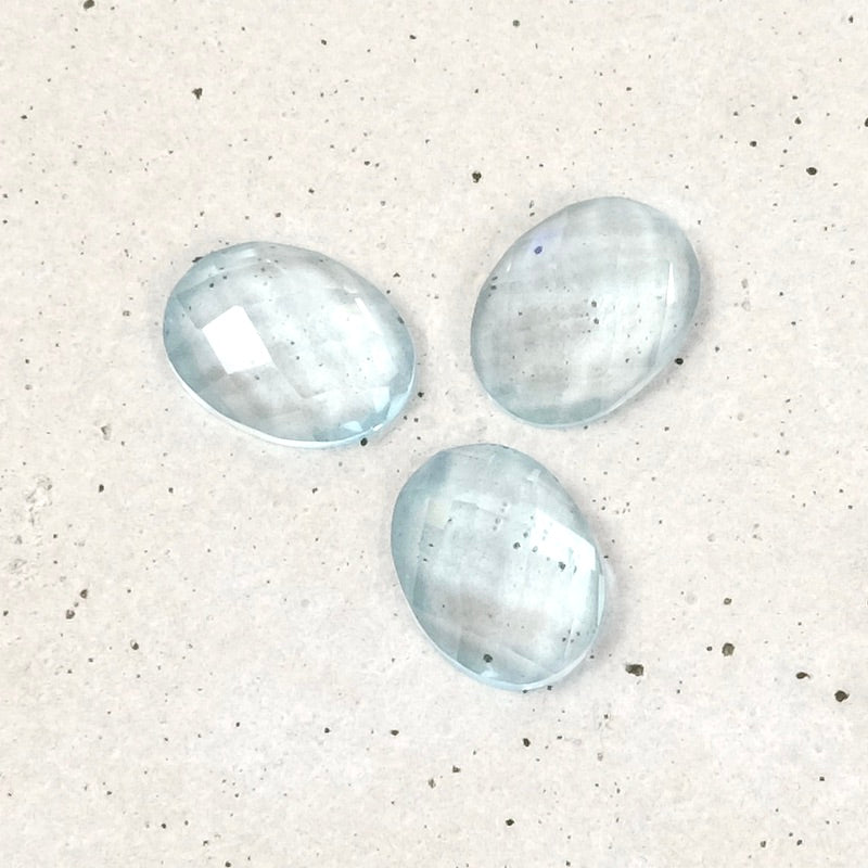 Natural stone Cabochon Oval faceted 6 x 8mm Sky Blue Topaz
