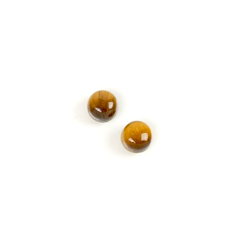 2 Round 4mm Natural Stone Cabochons - Tiger's Eye