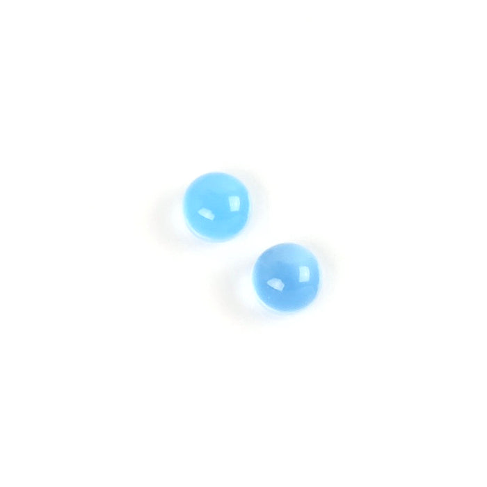 2 Round 4mm Natural Stone Cabochons - Blue Chalcedony