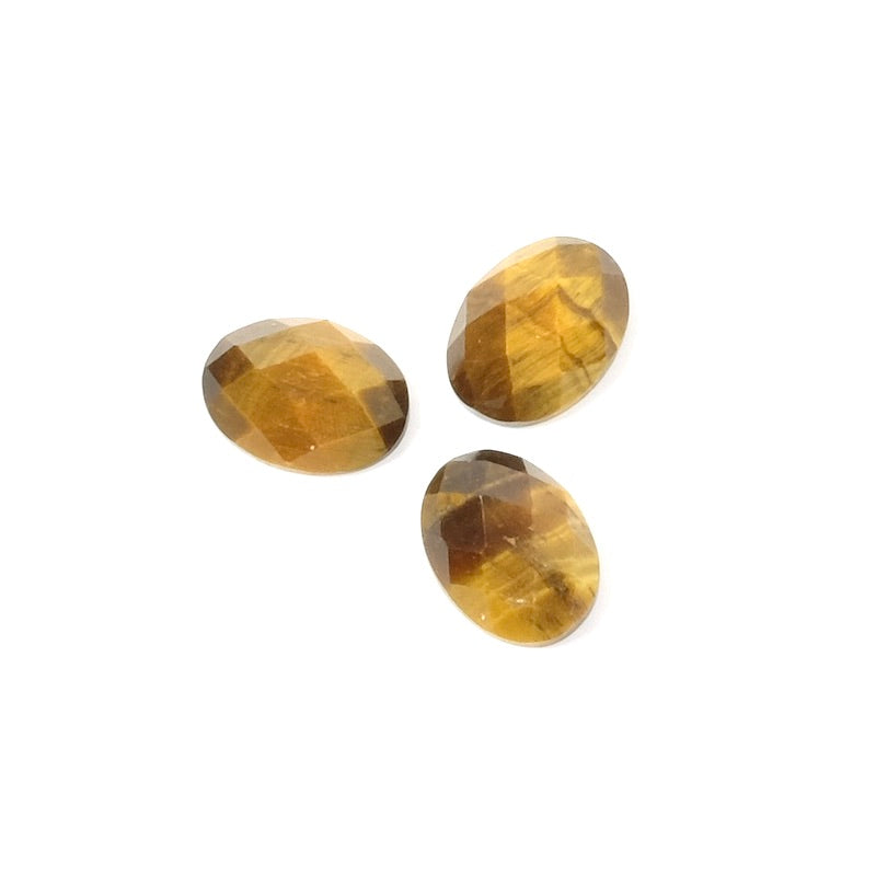 Natural stone Cabochon Oval faceted 6 x 8mm Tiger Eye