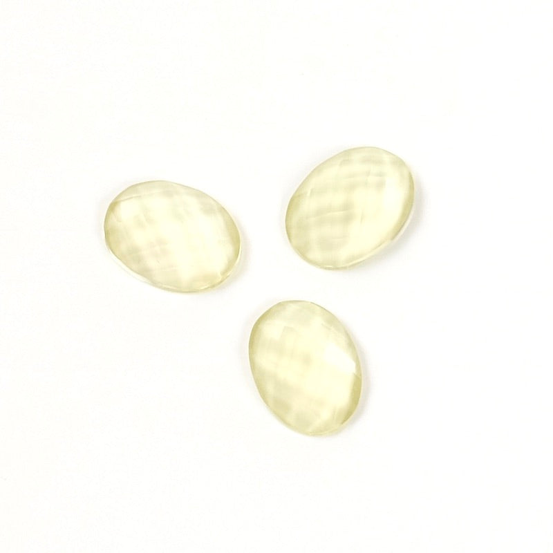 Natural stone Cabochon Oval faceted 6 x 8mm Lemon green gold