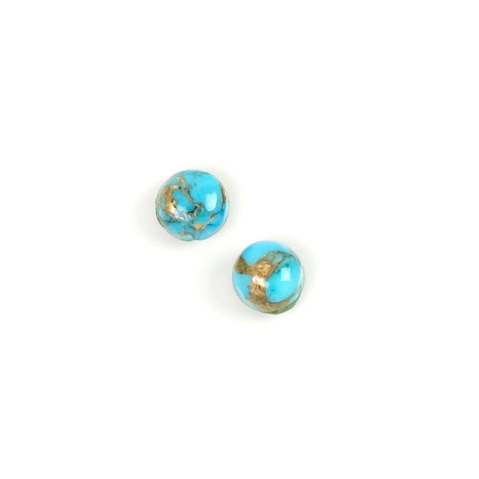 2 Round 4mm Natural Stone Cabochons - Copper Turquoise