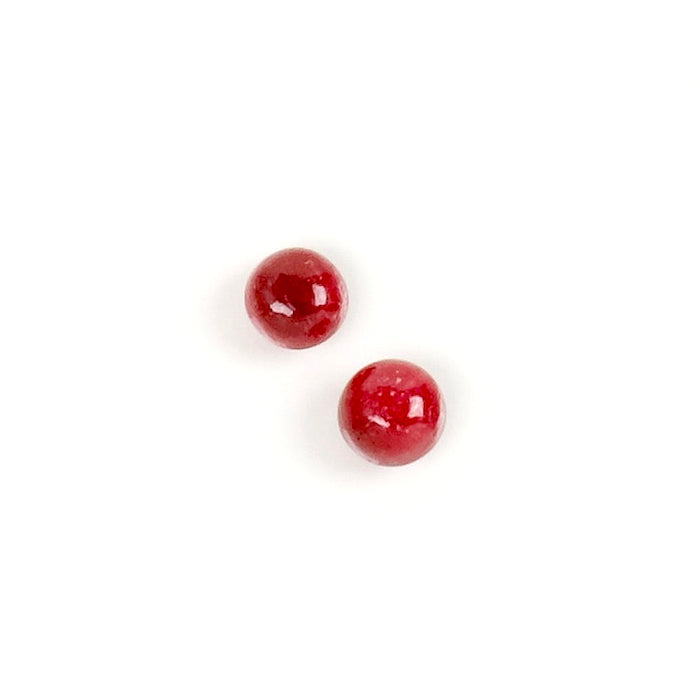 2 Round 4mm Natural Stone Cabochons - Ruby