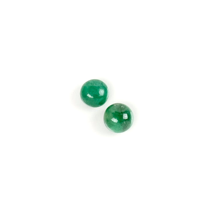 2 Round 4mm Natural Stone Cabochons - Emerald