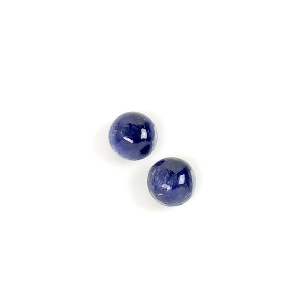 2 Round 4mm Natural Stone Cabochons - Sapphire