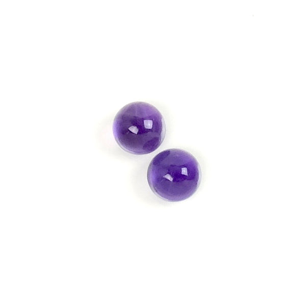 2 Round 4mm Natural Stone Cabochons - Amethyst
