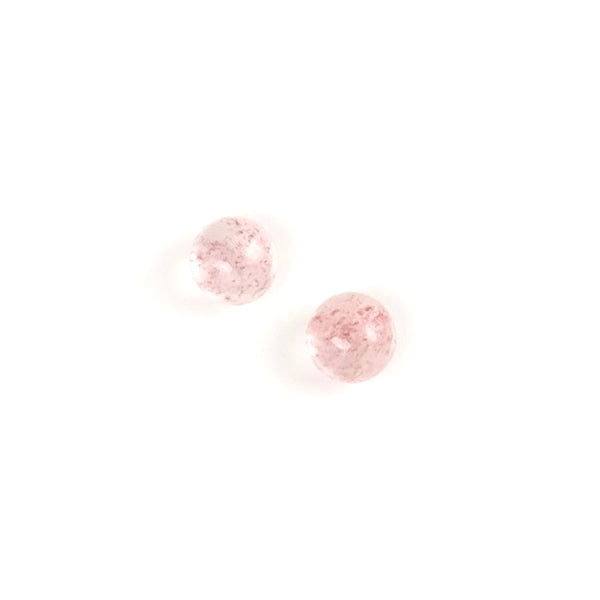 2 Round 4mm Natural Stone Cabochons - Strawberry Quartz