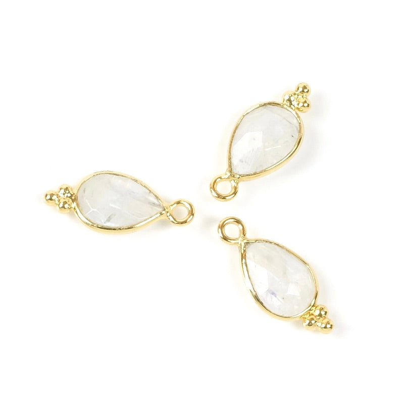 Bohemian Moonstone drop-set pendant in 24K gold-plated brass